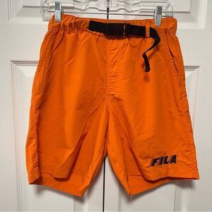 Fila Orange Men's Belted Nylon Bermuda Shorts size SMALL